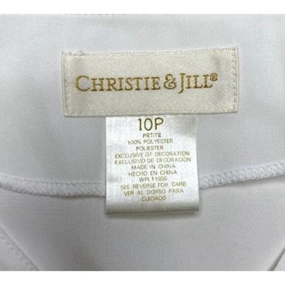 VTG CHRISTIE & JILL White Embroidered Pearls Button Down Victorian 10P 10 Petite - Picture 7 of 8